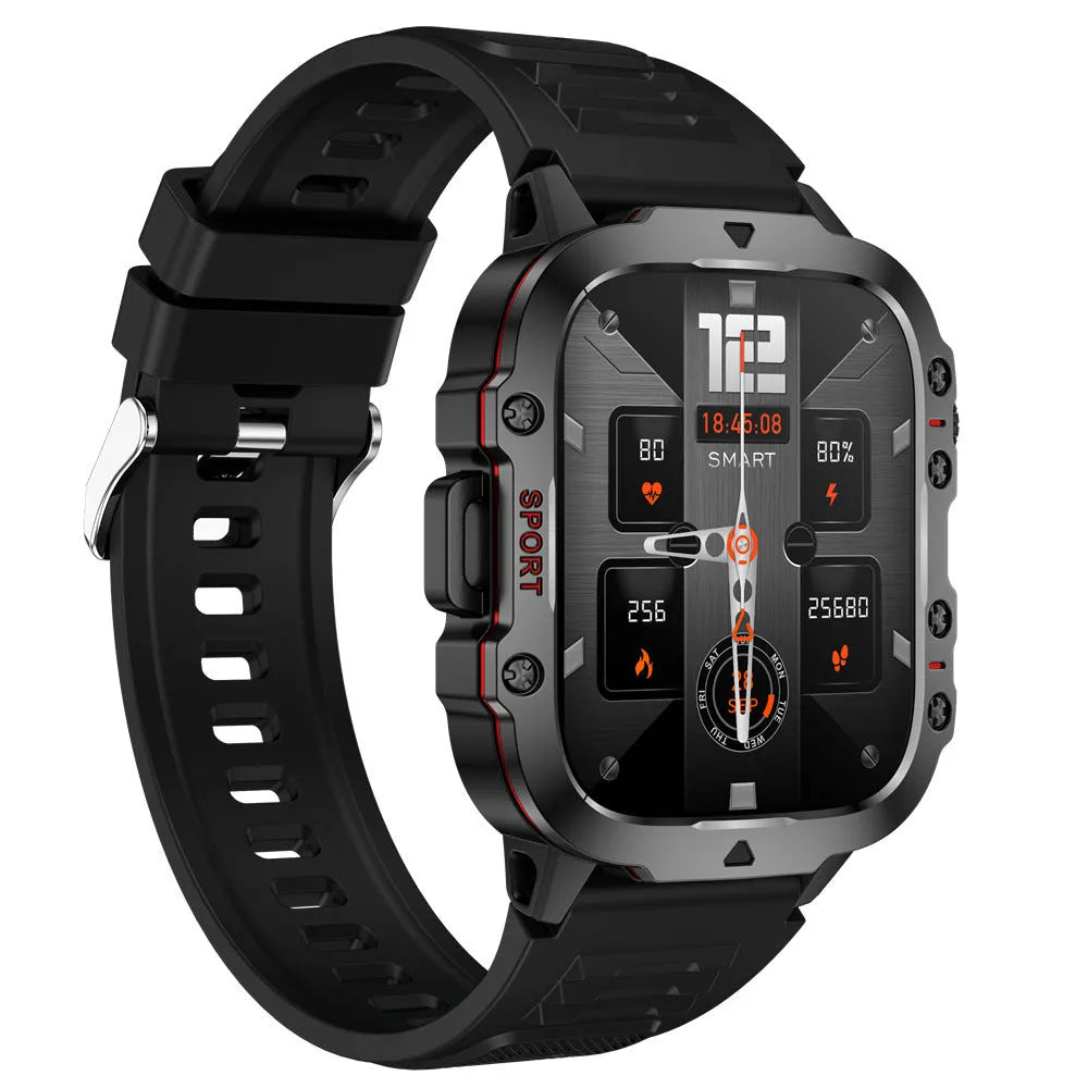 QX11 Smart Watch in black with zinc alloy case and TFT screen, shown with a silicone strap.
