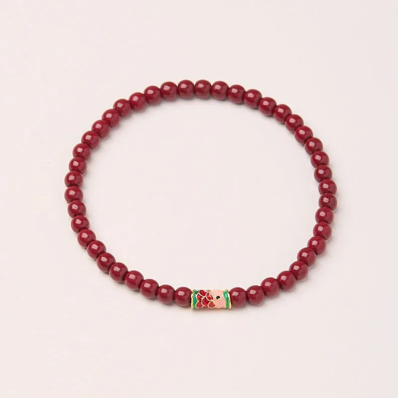 Tigereye small fish pendant handmade beaded bracelet with natural stone beads in 6mm size