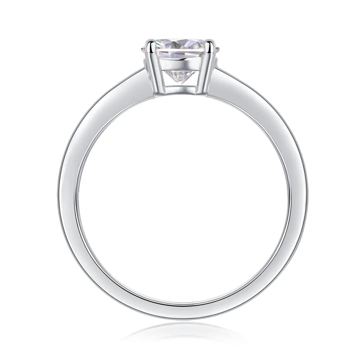 Love Words wedding ring set with heart-shaped moissanite in S925 silver platinum-plated, 1 carat stone in gift box
