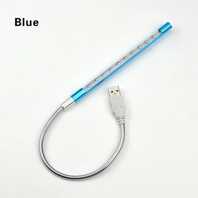 Spiral aluminium alloy USB LED night light in six colour options with 420mm length