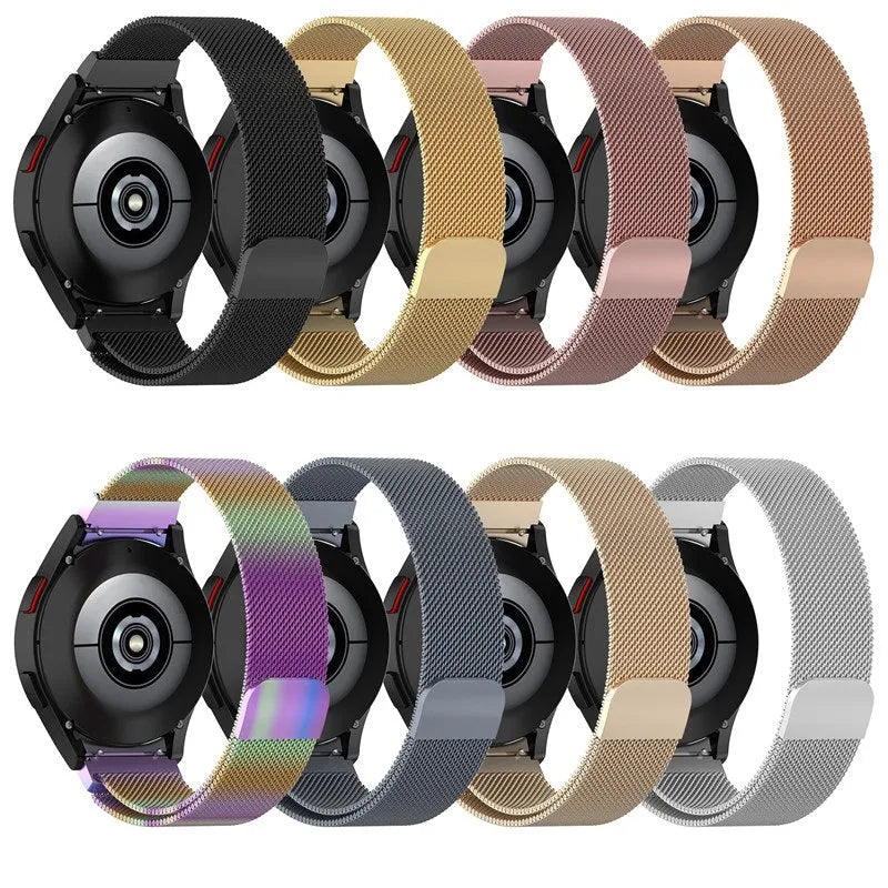 Magnetic Milan stainless steel watch strap for Samsung Watch4 in silver