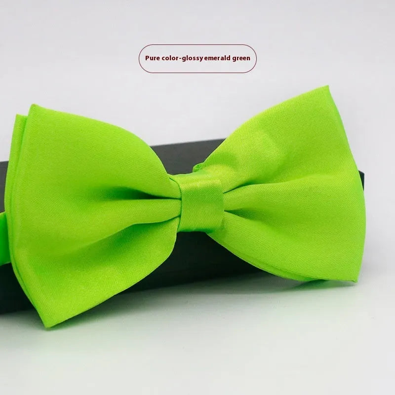 Solid colour flat head polyester bow tie for formal wear and weddings
