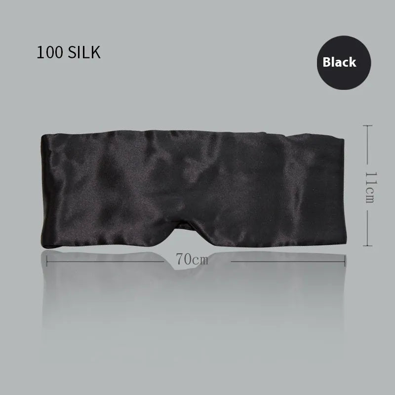 Mulberry silk sleep mask shown in one of seven colours: black, champagne gold, navy blue, silver grey, white, pink, or green.