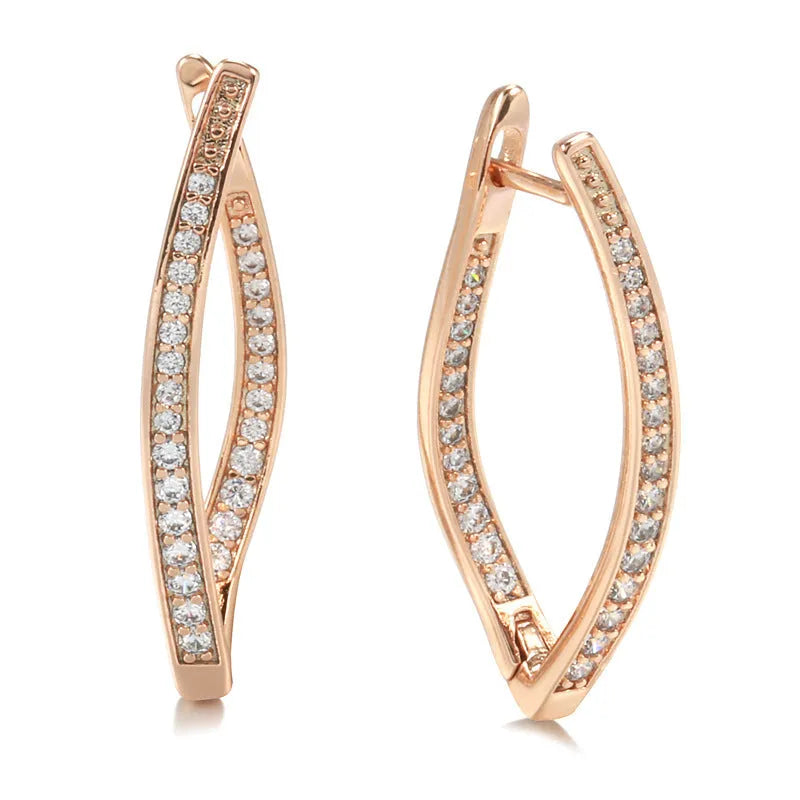 Geometric zircon eardrop earrings in H0493 copper colour with contemporary ins style design