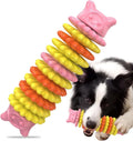 Blue natural rubber caterpillar-shaped dog chew toy for aggressive chewers.