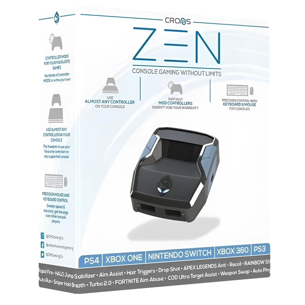 Black plastic wired to wireless controller converter adapter for gaming consoles.