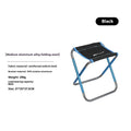 Black portable aluminium alloy folding stool for camping and outdoor use
