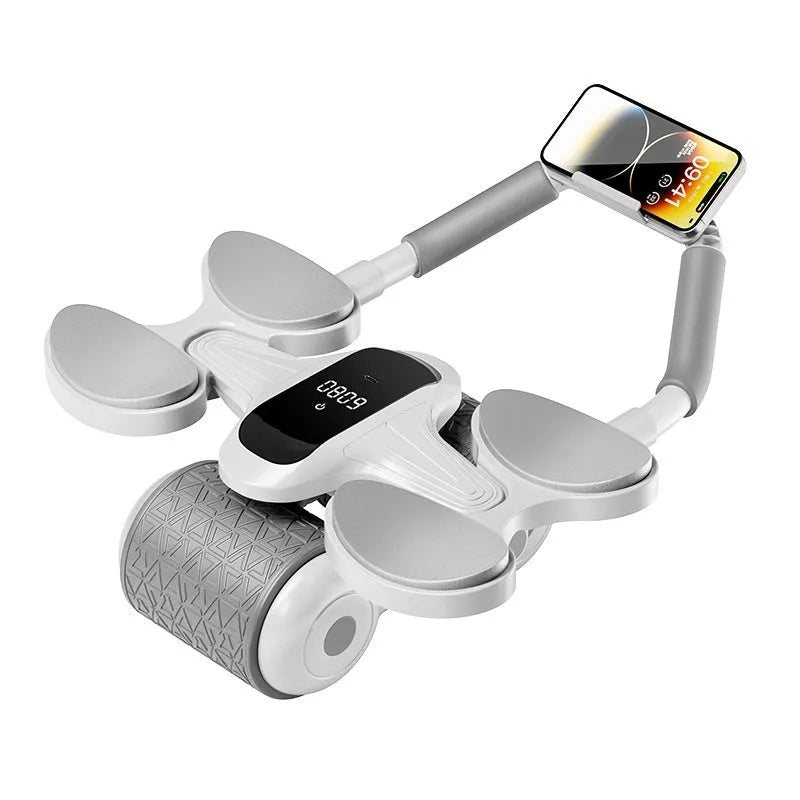White belly roller fitness equipment with LED timing display screen