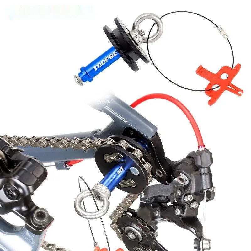 Aluminium bicycle chain holder tool shown in three versions: barrel shaft, basic, and quick release.
