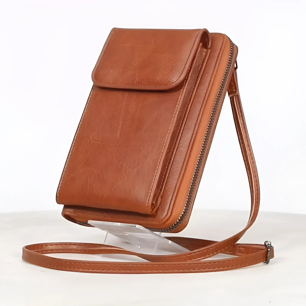 Women's PU leather shoulder messenger bag, square vertical shape 11x4x18cm, lock closure, retro style, beige colour