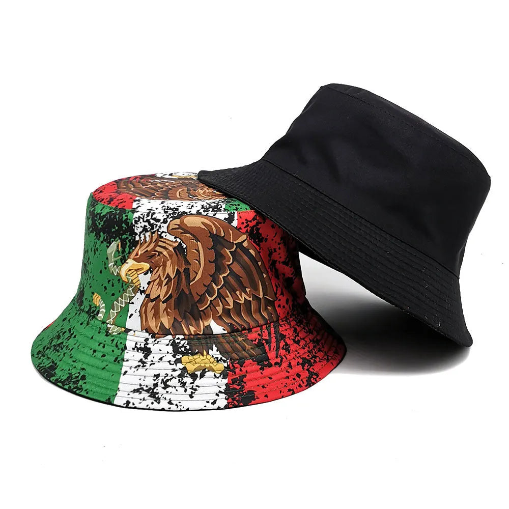 Eagle pattern printed bucket hat with dome crown in M size fitting 56-58cm head circumference