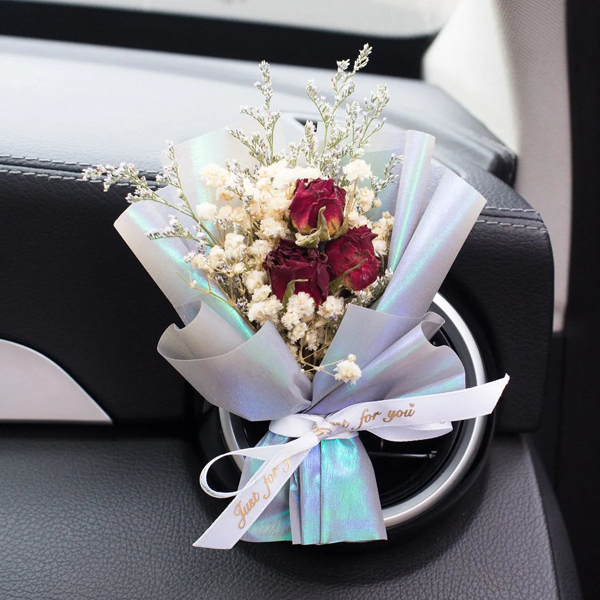 Handmade dried flower car vent air freshener ornament with essential oil fragrance slices