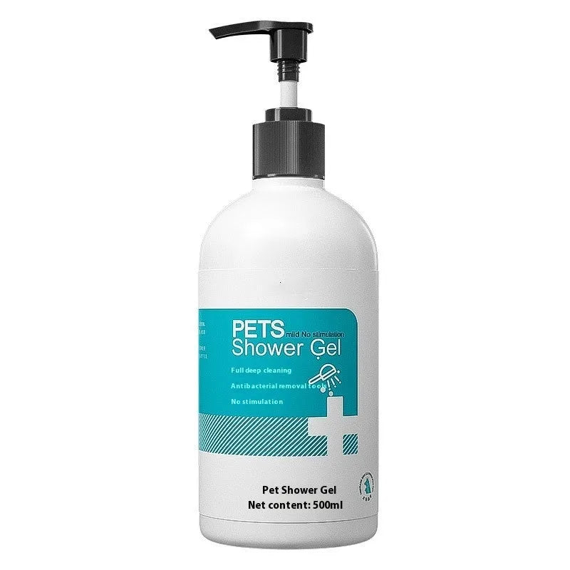 White bottle of cat bath lotion pet shampoo 500ml anti depilation flea removal deodorising