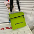 Simple all-match messenger bag backpack in polyester with adjustable crossbody strap, showing sewing line detail