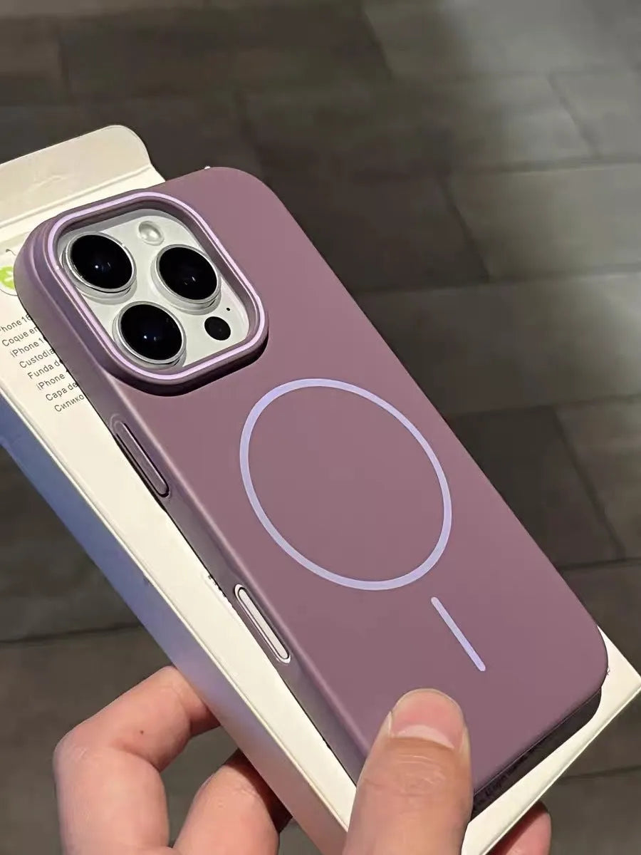 Fine Circle Magnetic Frosted Hard Shell Phone Case for iPhone, PC material, shockproof, anti-fingerprint, multiple colours