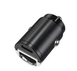 Mini black car cigarette lighter charger with PD and QC 3.0 ports