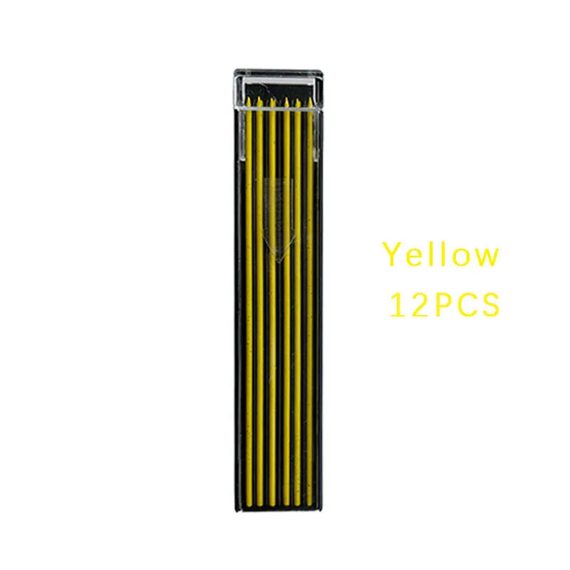 Box of 12 rainbow-coloured 0.5mm mechanical pencil lead refills with plastic barrels