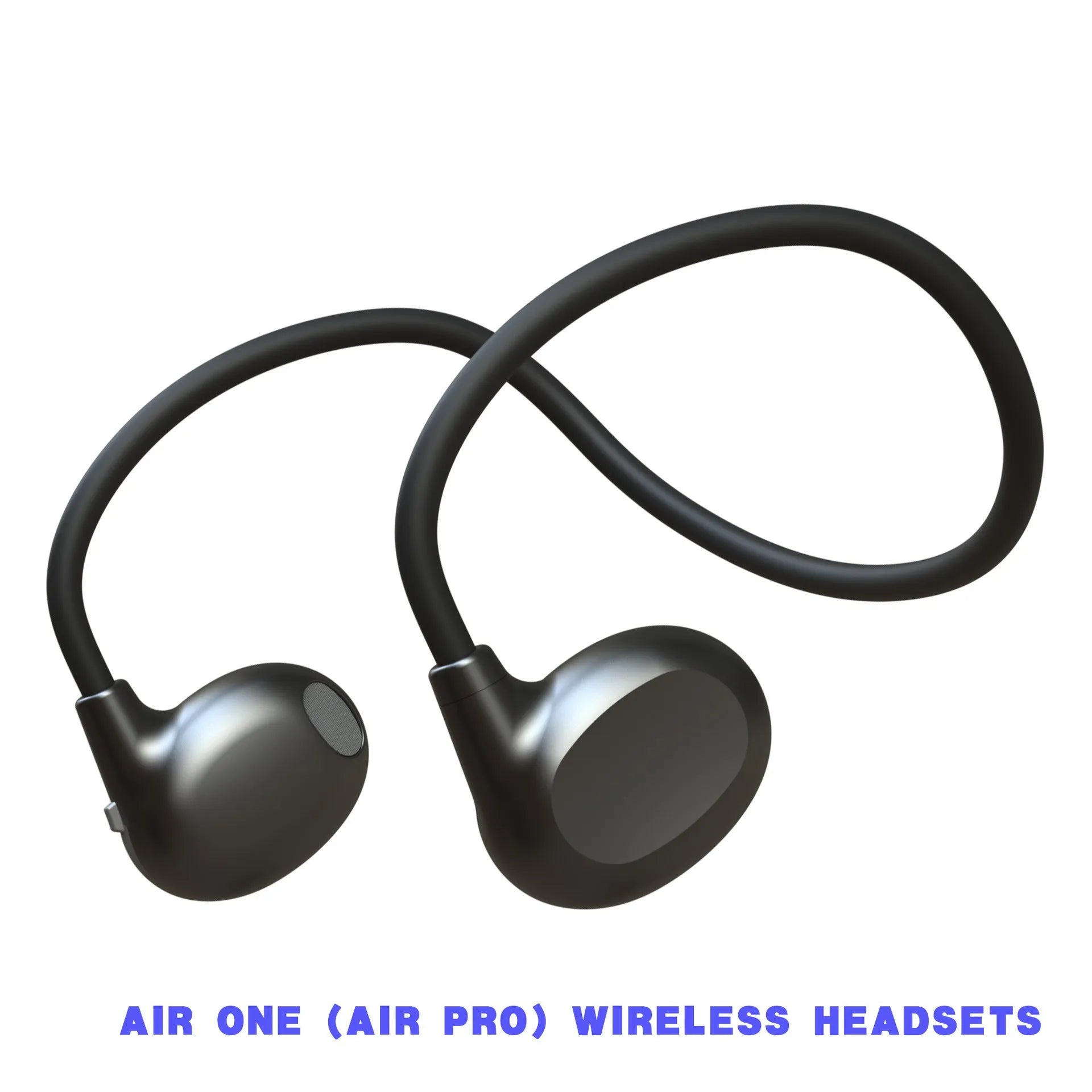 Ear hook OWS Bluetooth headset in black with compact ABS body and over-ear design