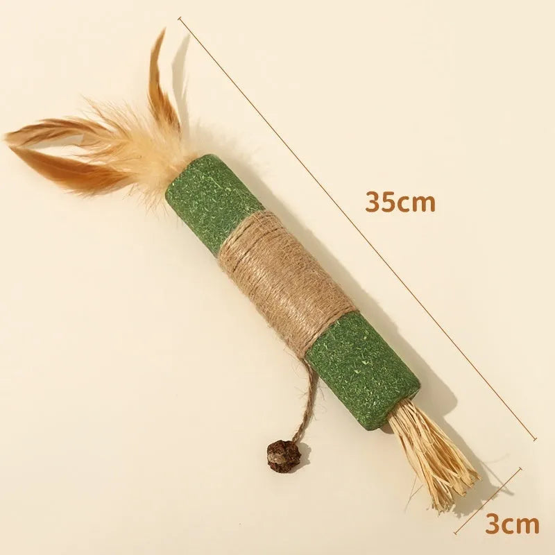 Polygonum cat teeth grinding rod chew toy with 2.2 cm diameter in chicken feather or raffia style