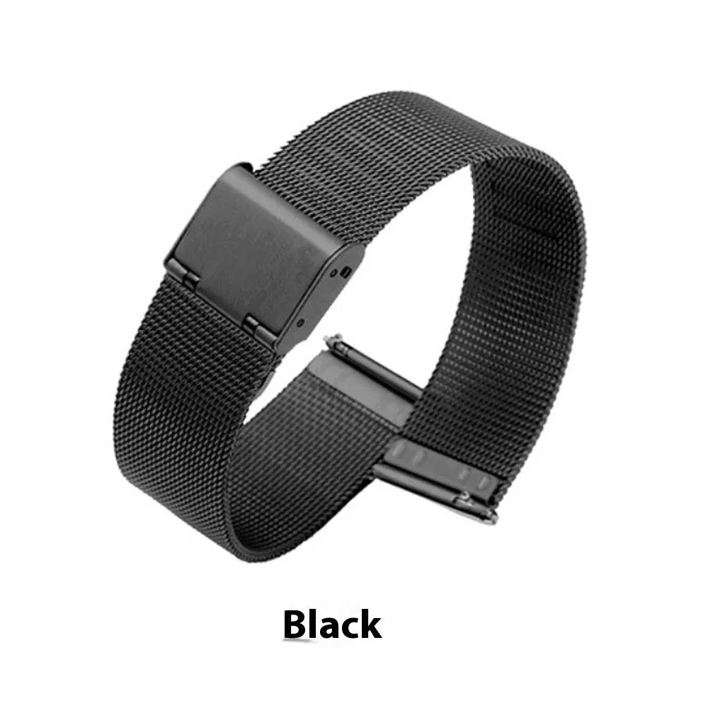 Milani silk woven stainless steel watch band in silver, black, rose gold or gold colour