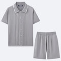 Short-sleeve top and shorts two-piece set in Tencel viscose fabric shown in a choice of six colours.