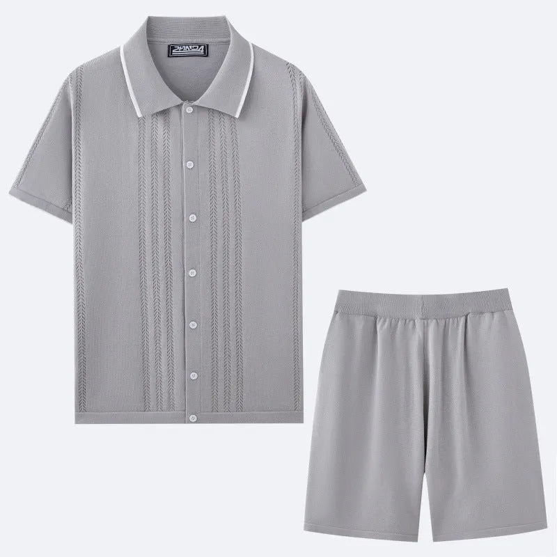 Short-sleeve top and shorts two-piece set in Tencel viscose fabric shown in a choice of six colours.