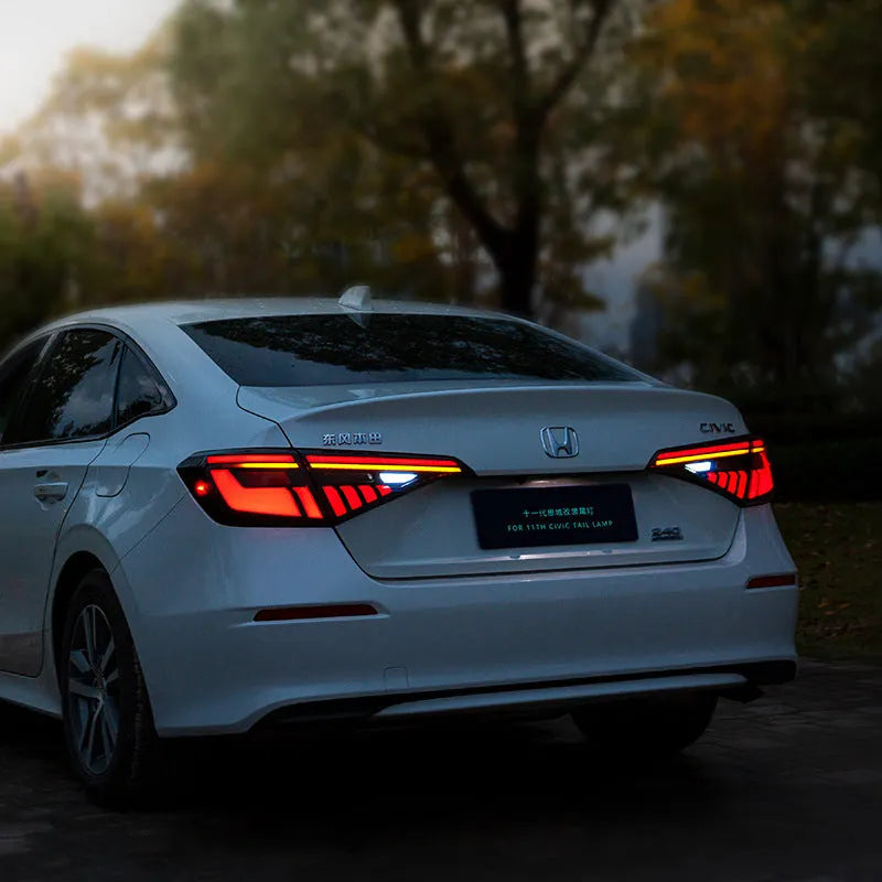 11th generation Honda Civic modified LED taillight assembly in black and red and black and white options.