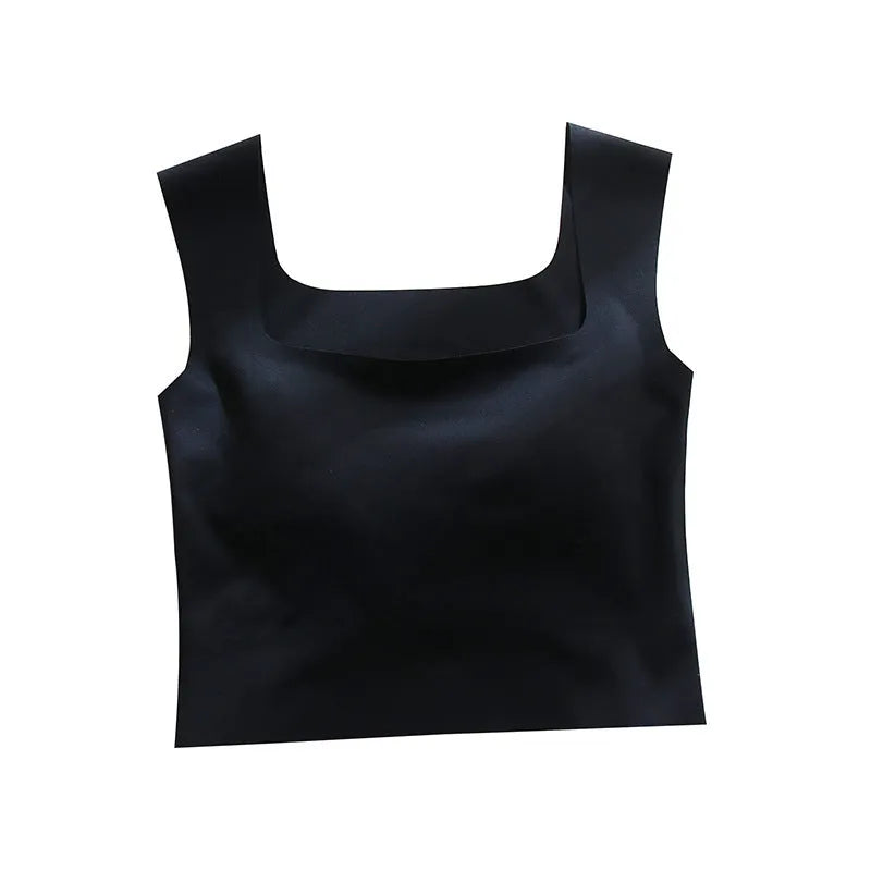 Seamless non-marking sling vest with thin mould chest pad in light blue colour