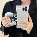 Electroplated silver TPU phone case with portable hand strap for iPhone 14 Pro Max