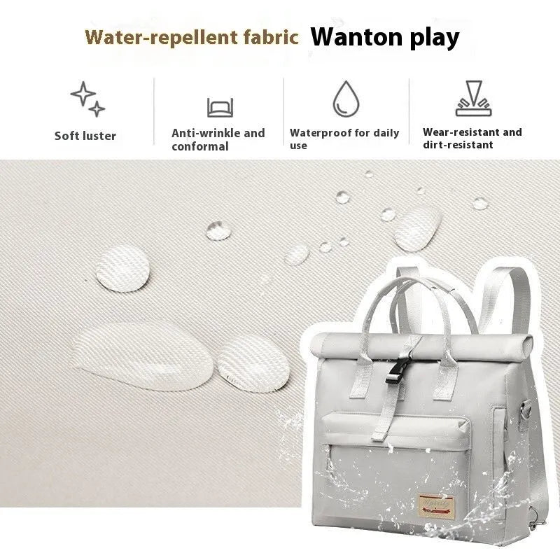 Shockproof waterproof nylon laptop bag in black, shown in medium and large sizes for 14 inch and 15.6 inch laptops.
