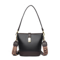 Korean-style soft PU bucket bag with dual shoulder straps in black or brown colour