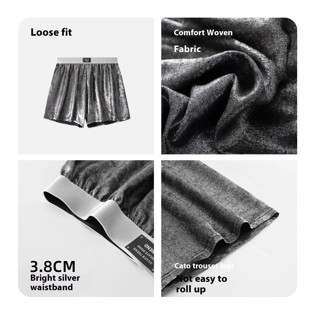 Galaxy Reflective casual woven loose underwear in mid waist design with polyester construction
