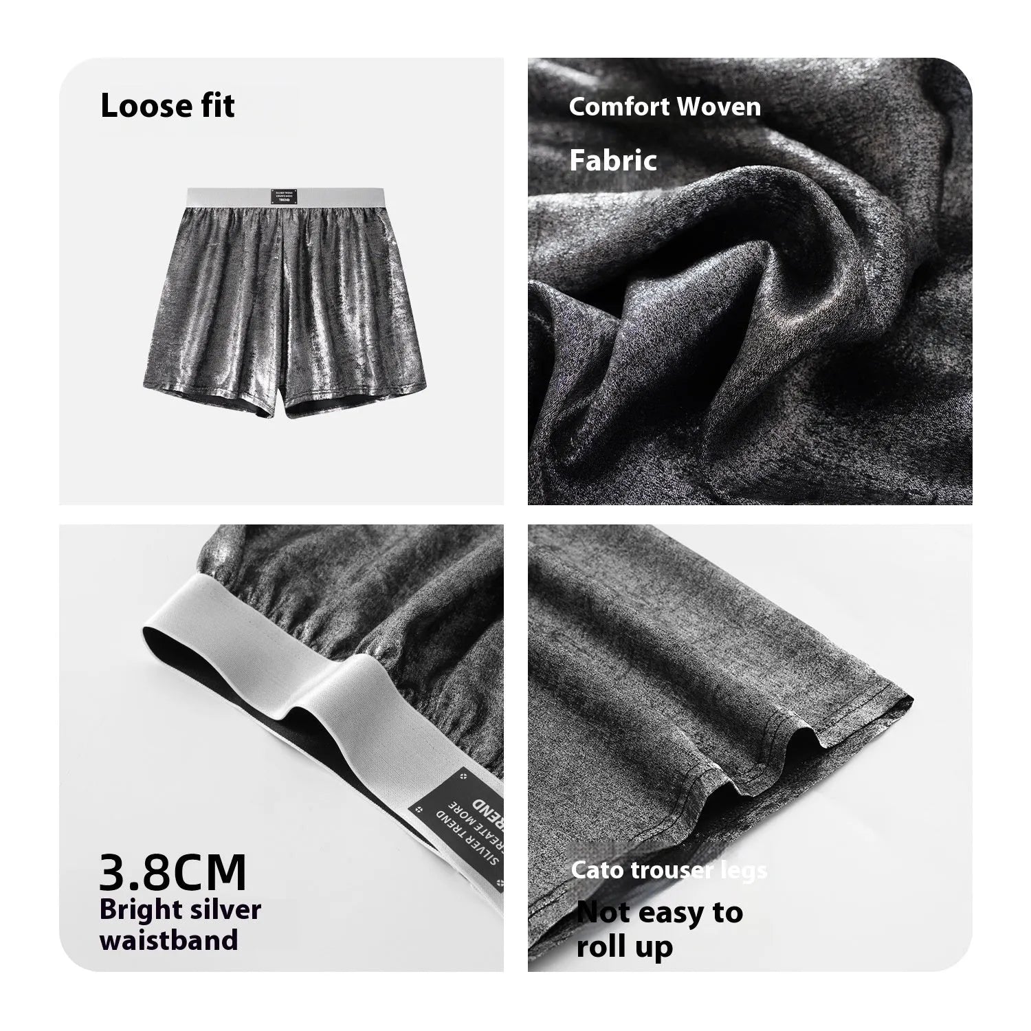 Galaxy Reflective casual woven loose underwear in mid waist design with polyester construction