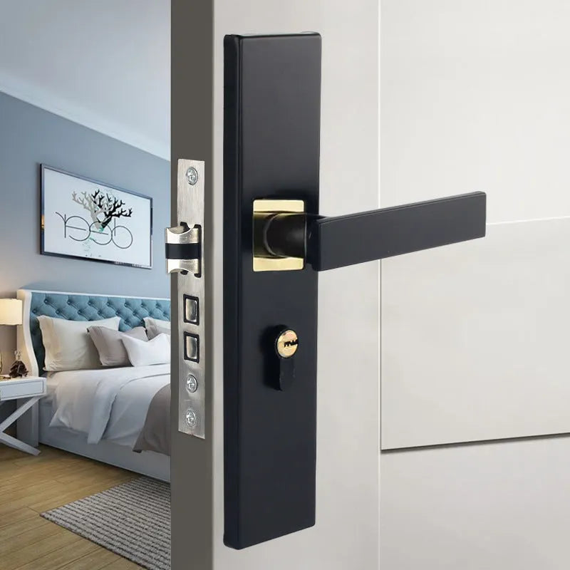 Household indoor split magnetic door lock handle for timber doors with aluminium alloy construction