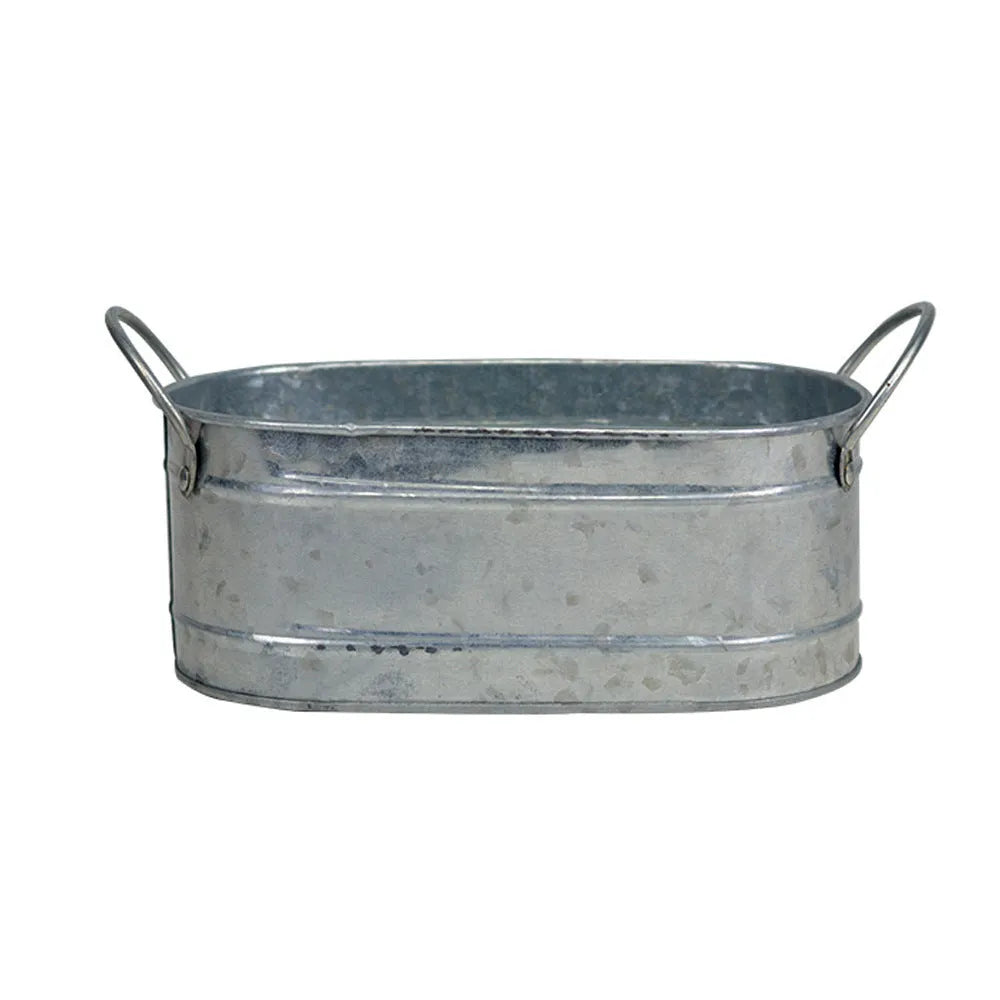 Round iron sheet succulent flowerpot with flat base for desktop plant display