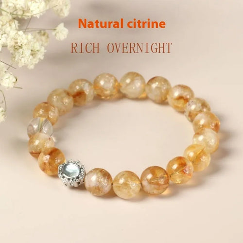Geometric citrine crystal bracelet with 10mm width and grinding finish