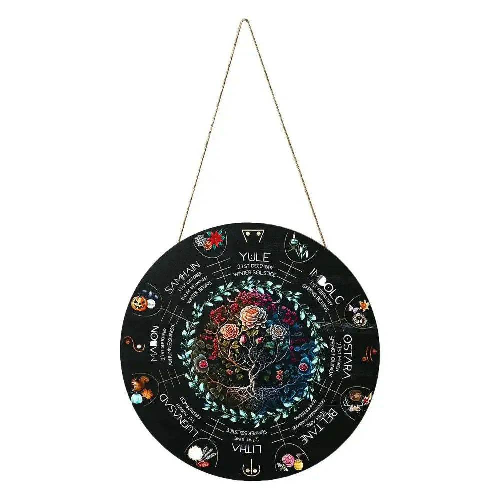 Boxwood wooden decorative pendant with disc design options including cat, owl, star, rose, and triangle.