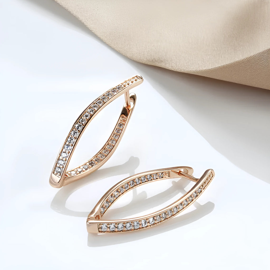 Geometric zircon eardrop earrings in H0493 copper colour with contemporary ins style design