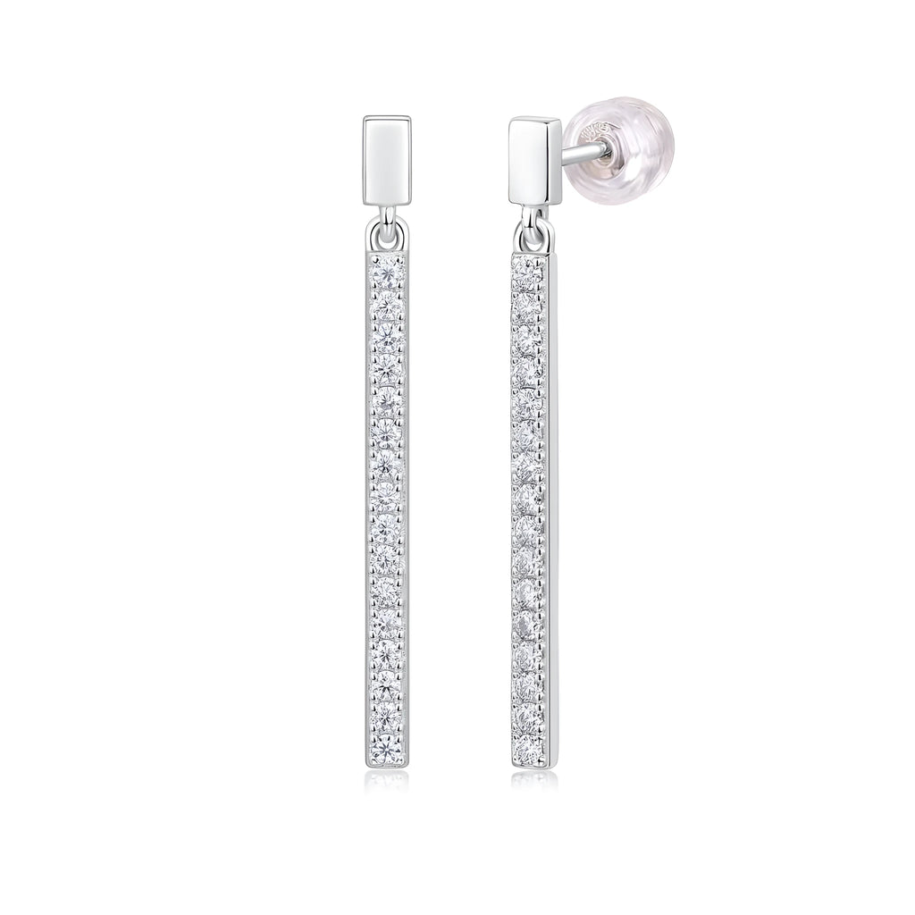 Two moissanite stud earrings in S925 silver with platinum plating, under 0.1 carat stones, gift box and GRA certificate