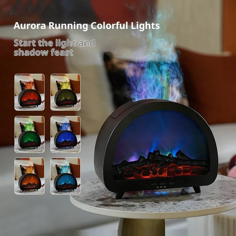 Fireplace flame aroma diffuser 215*112*183mm with remote control, colourful light, White or Black
