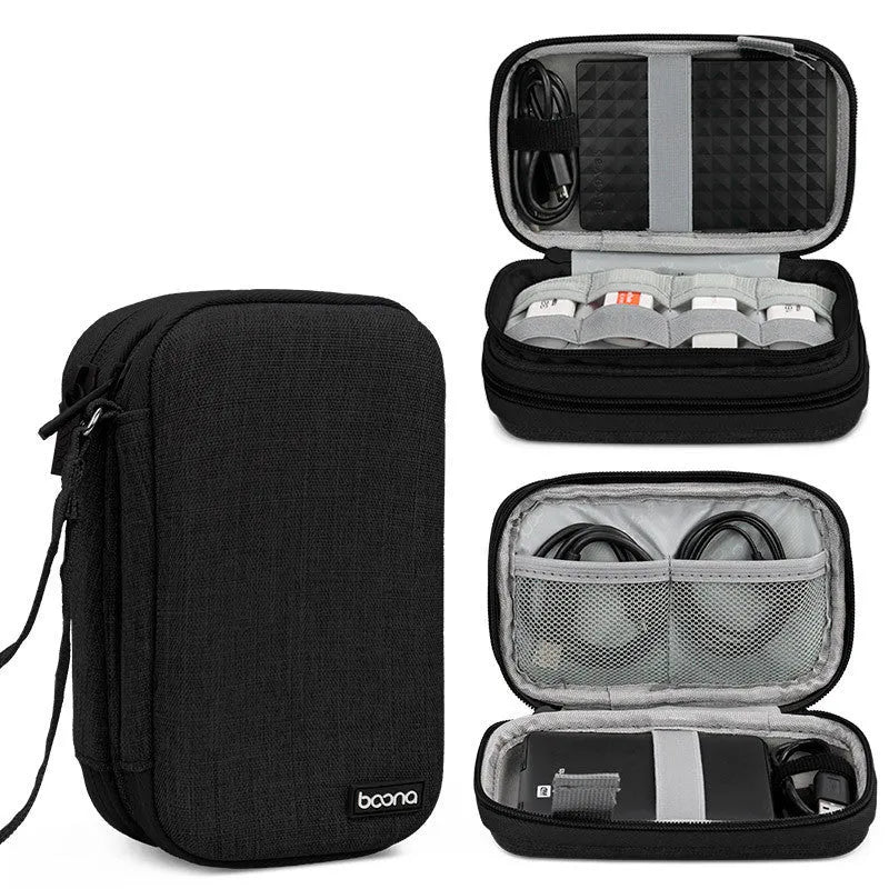 A grey and a black Oxford cloth protective case for a 2.5-inch mobile hard disk.