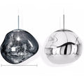 Nordic style irregular glass lava lamp chandelier pendant light in a metallic finish.