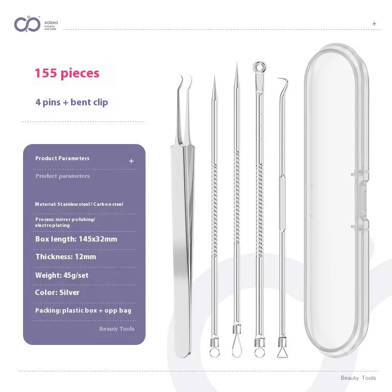 Four metal acne needles with ultra fine points, shown in assorted colours from a 33-option range.