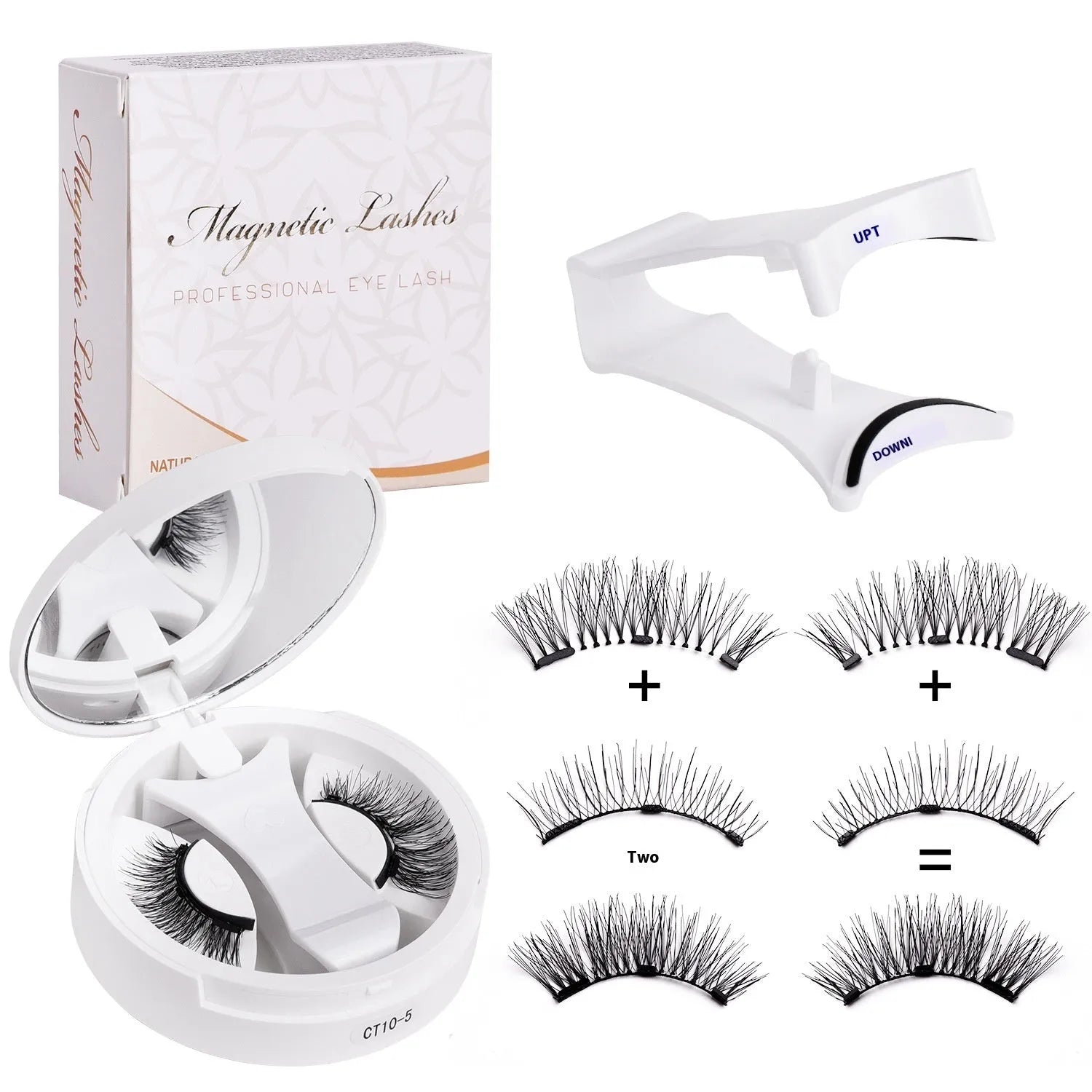 Portable integrated soap holder for magnetic false eyelashes storage, made from chemical fibre.