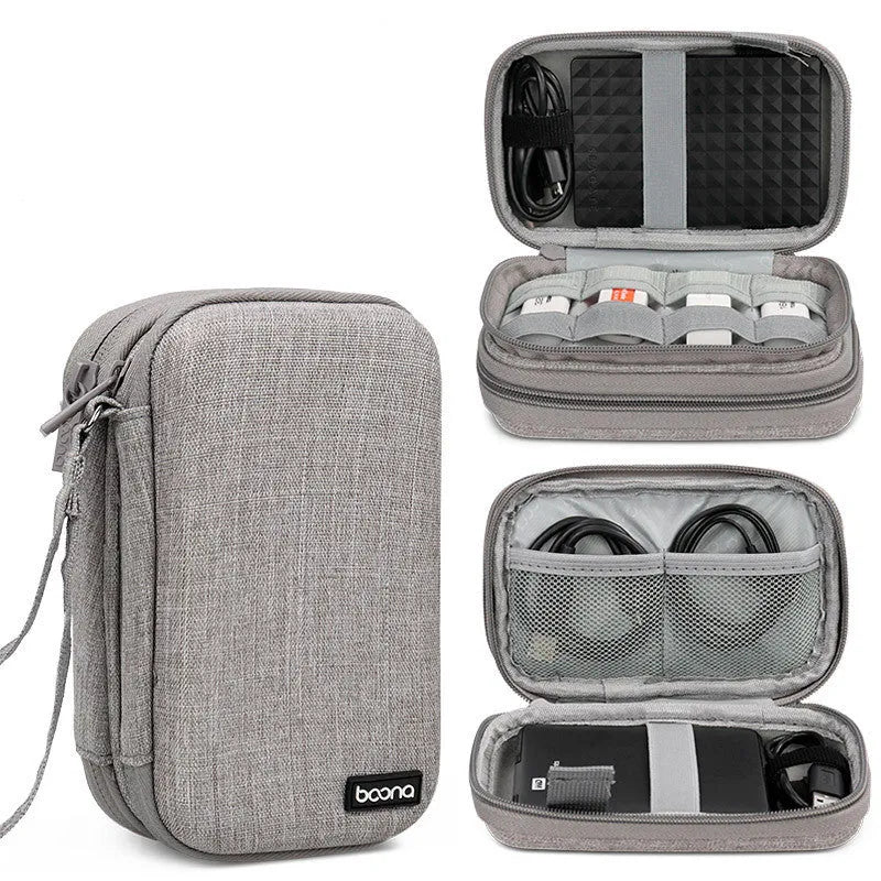 A grey and a black Oxford cloth protective case for a 2.5-inch mobile hard disk.