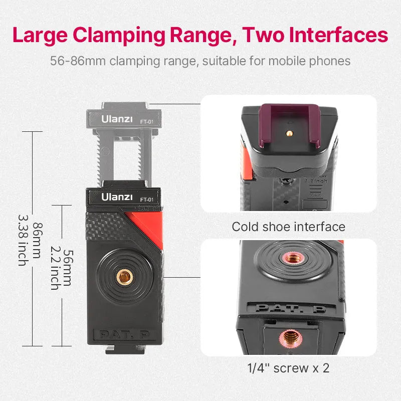 Black octopus-style aluminium alloy mobile phone tripod with adjustable clip, extended to 360mm.