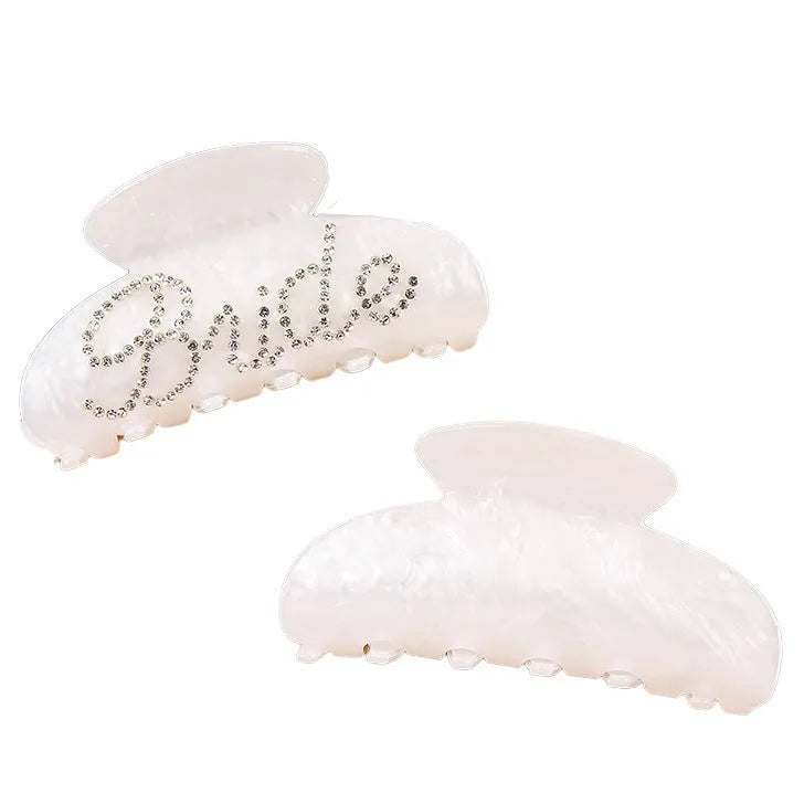 Multi-diamond acrylic shower shark hair clip barrette with spot drill pattern