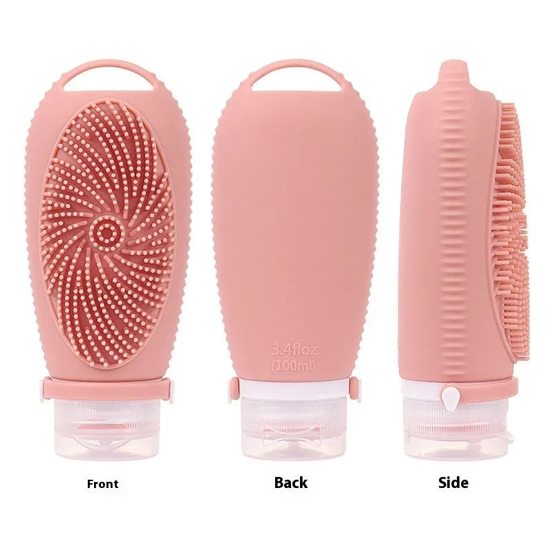 Silicone bath brush storage bottle in eight colour options with 100ml capacity