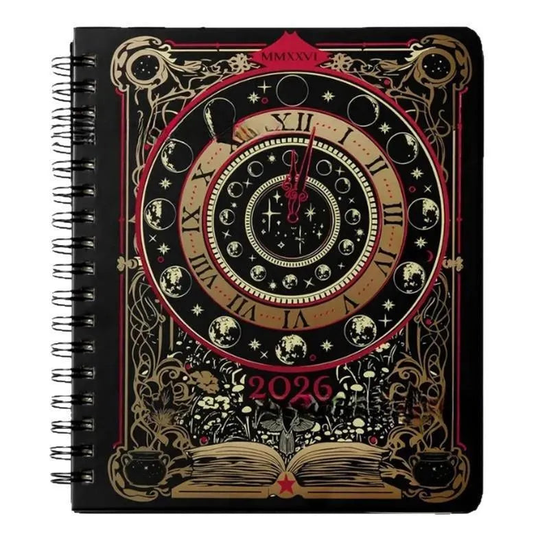 2026 weekly planner notepad with 100 pages, 80gsm paper, 21 x 14.5cm sheets and Black Clock or Harry Potter 2 cover
