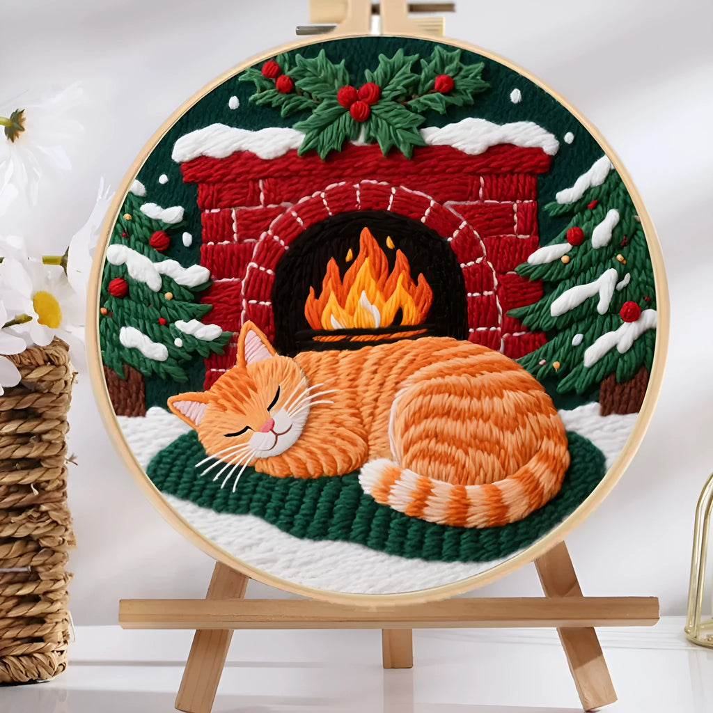 Embroidery DIY material package for autumn fruit patterns on cotton and linen fabric with optional frame and scissors.